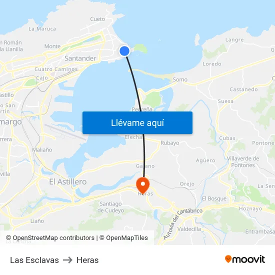 Las Esclavas to Heras map