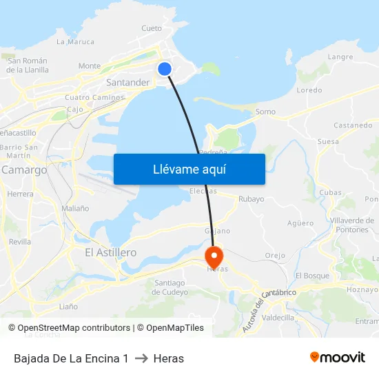 Bajada De La Encina 1 to Heras map