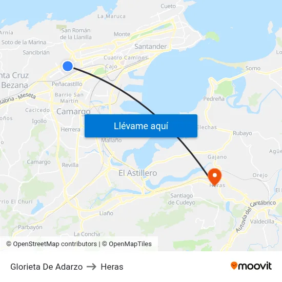 Glorieta De Adarzo to Heras map