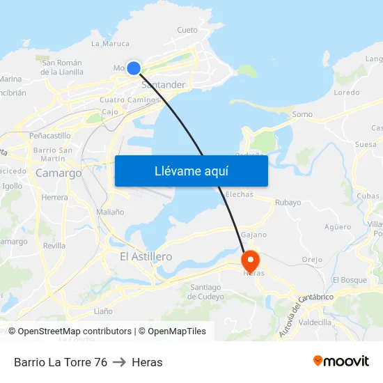 Barrio La Torre 76 to Heras map