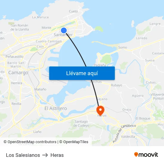 Los Salesianos to Heras map