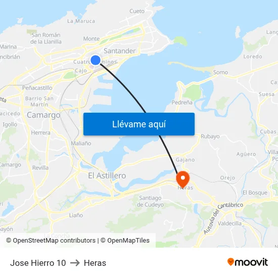 Jose Hierro 10 to Heras map