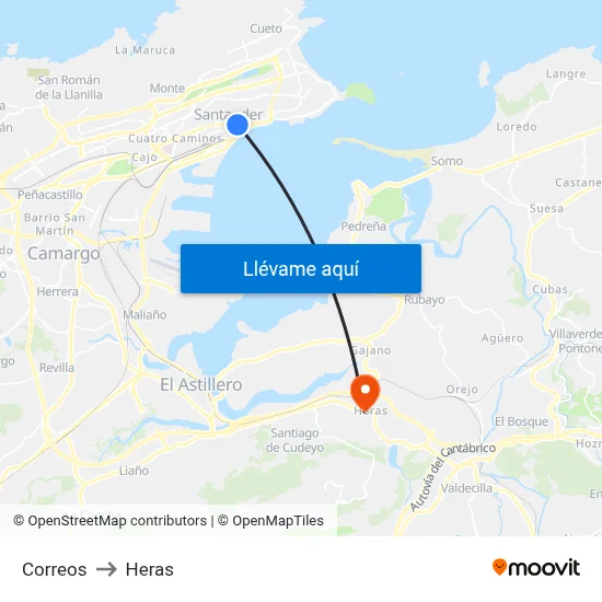 Correos to Heras map