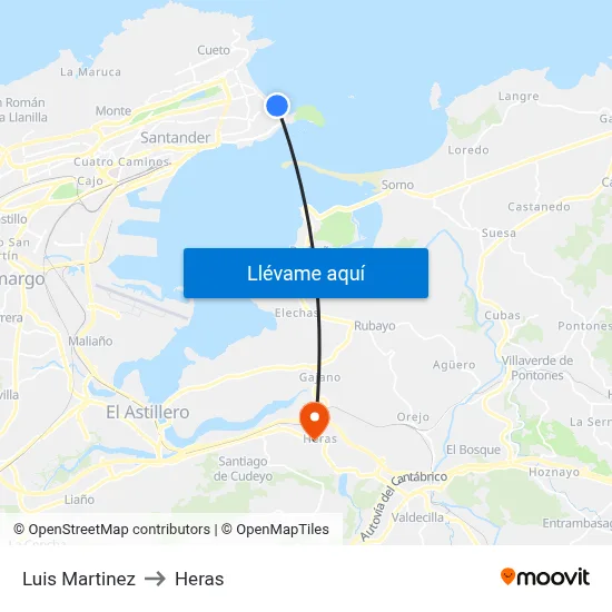 Luis Martinez to Heras map