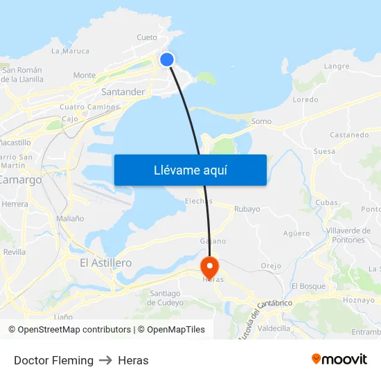 Doctor Fleming to Heras map