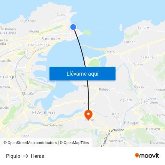Piquio to Heras map