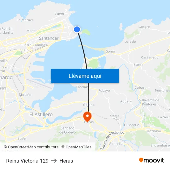 Reina Victoria 129 to Heras map