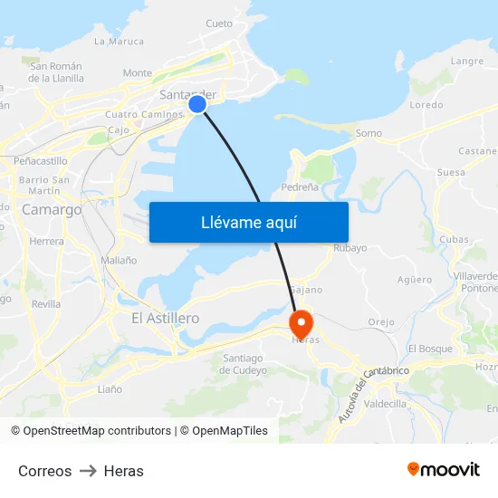 Correos to Heras map