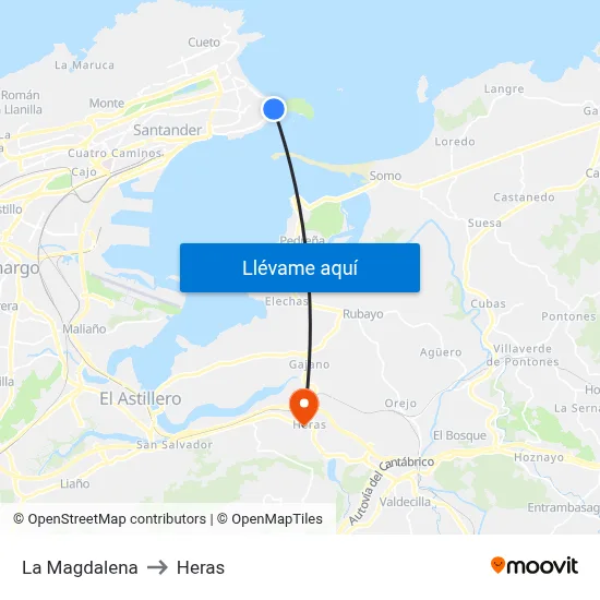 La Magdalena to Heras map