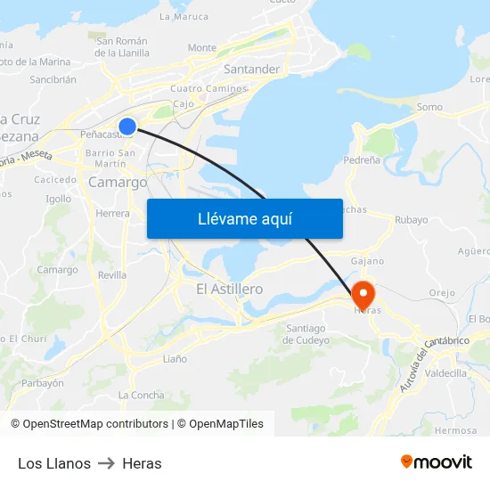 Los Llanos to Heras map