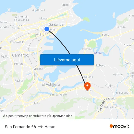 San Fernando 66 to Heras map