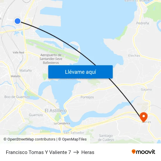 Francisco Tomas Y Valiente 7 to Heras map