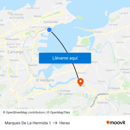 Marques De La Hermida 1 to Heras map