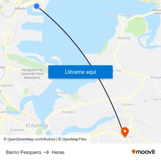 Barrio Pesquero to Heras map