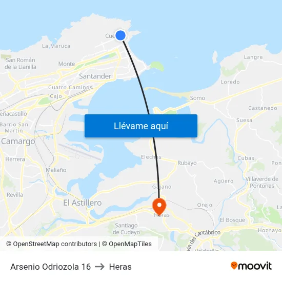 Arsenio Odriozola 16 to Heras map