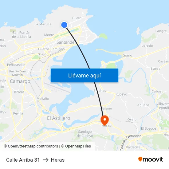 Calle Arriba 31 to Heras map