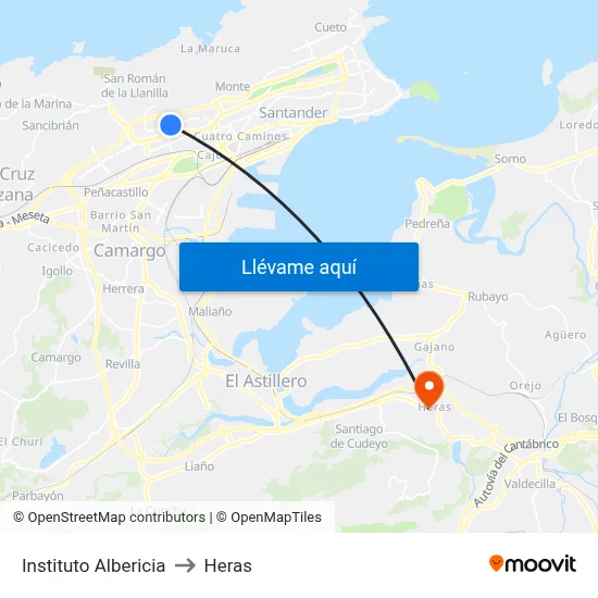 Instituto Albericia to Heras map