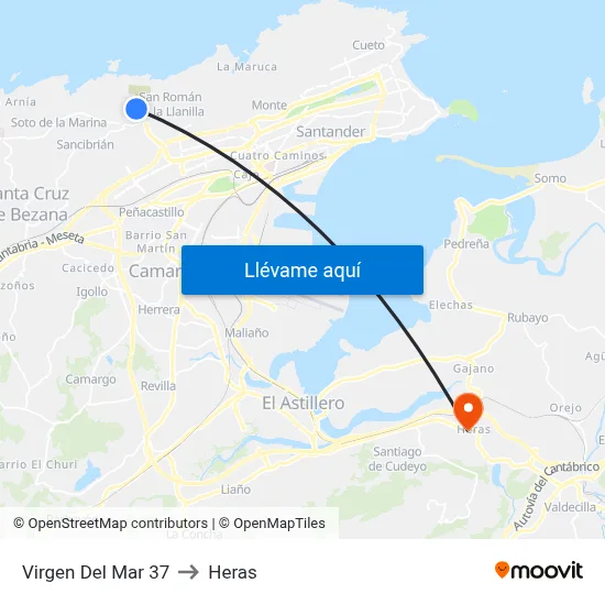 Virgen Del Mar 37 to Heras map