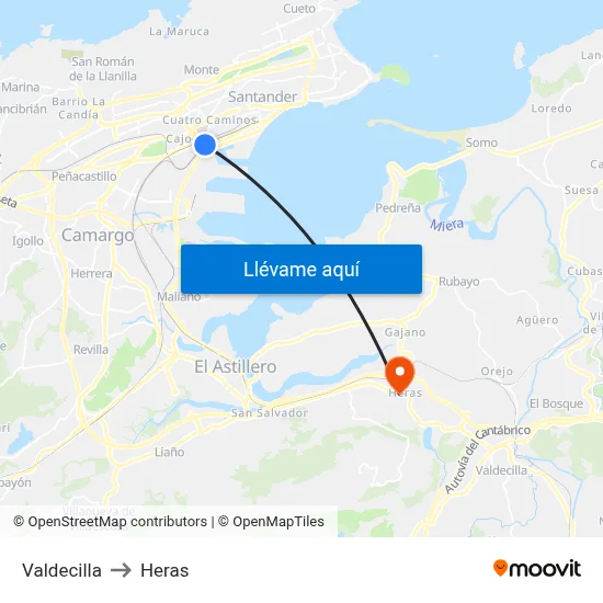 Valdecilla to Heras map