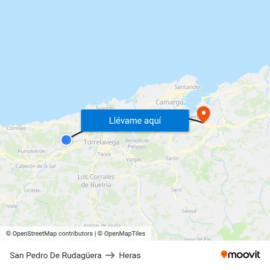 San Pedro De Rudagüera to Heras map
