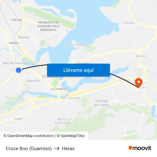 Cruce Boo (Guarnizo) to Heras map