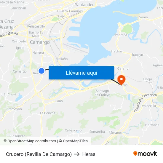 Crucero (Revilla De Camargo) to Heras map
