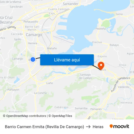 Barrio Carmen Ermita (Revilla De Camargo) to Heras map