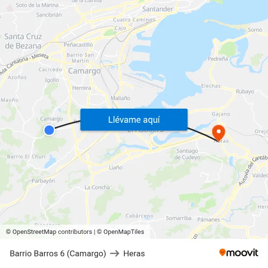 Barrio Barros 6 (Camargo) to Heras map
