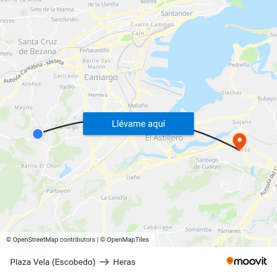 Plaza Vela (Escobedo) to Heras map