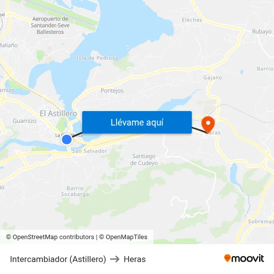 Intercambiador (Astillero) to Heras map