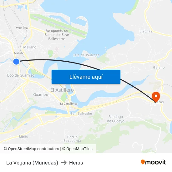 La Vegana (Muriedas) to Heras map