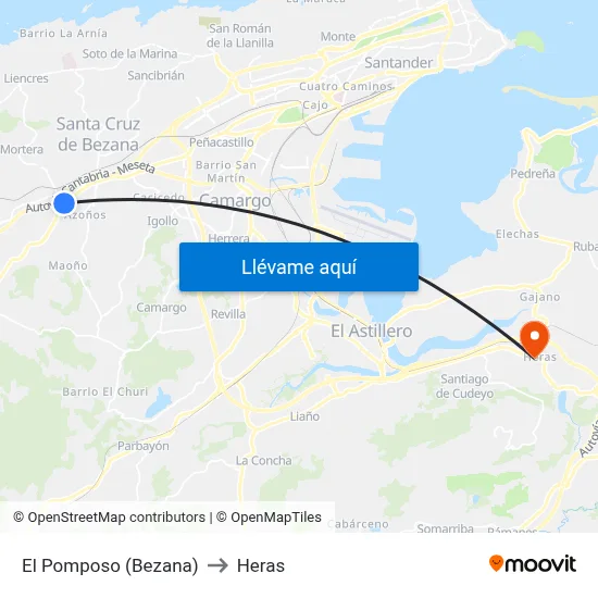 El Pomposo (Bezana) to Heras map