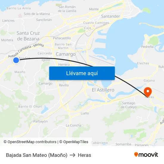 Bajada San Mateo (Maoño) to Heras map