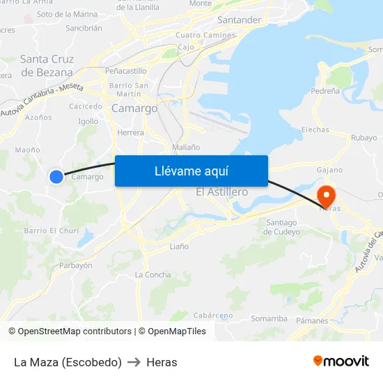 La Maza (Escobedo) to Heras map