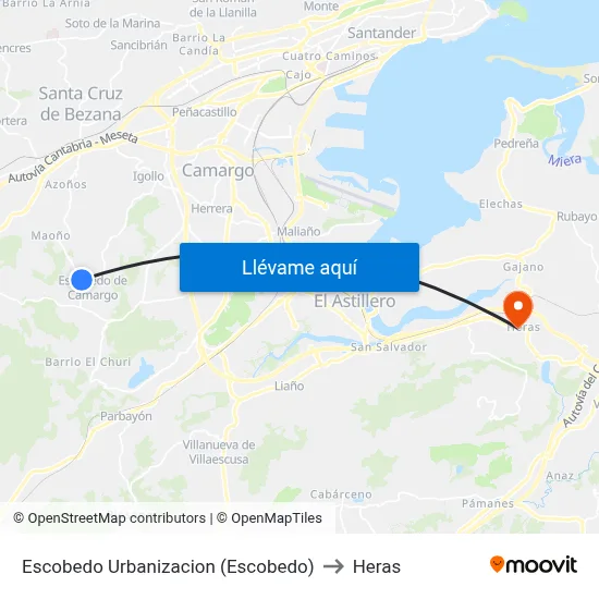 Escobedo Urbanizacion (Escobedo) to Heras map