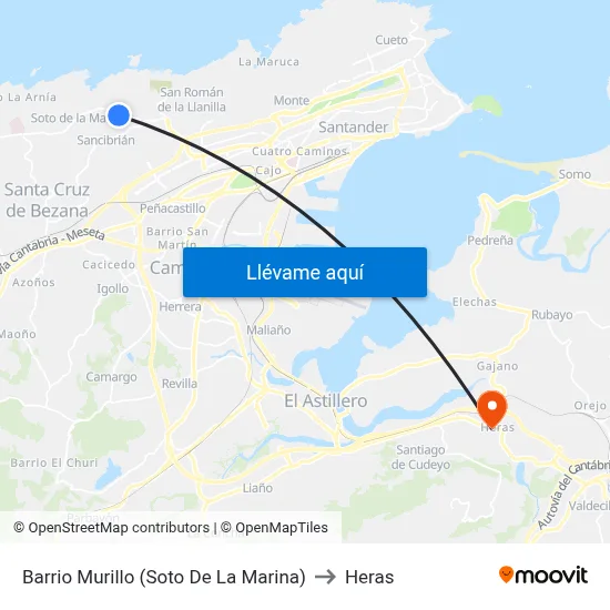 Barrio Murillo (Soto De La Marina) to Heras map