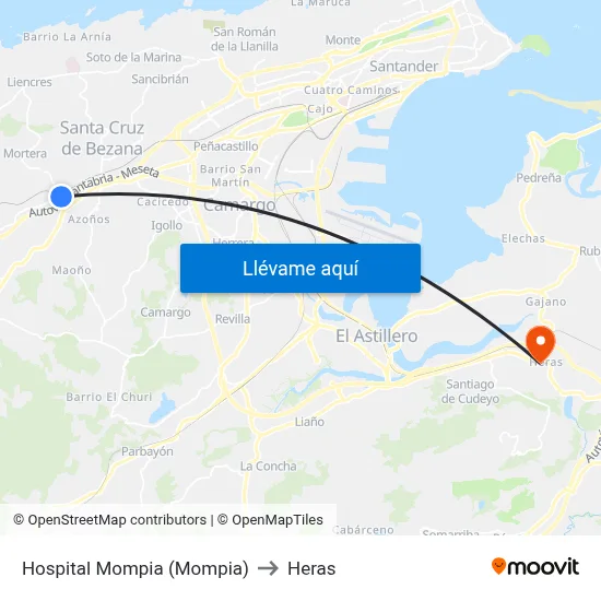 Hospital Mompia (Mompia) to Heras map
