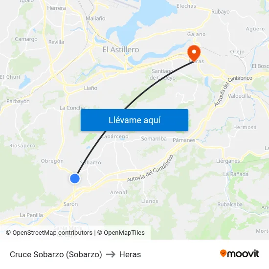 Cruce Sobarzo (Sobarzo) to Heras map