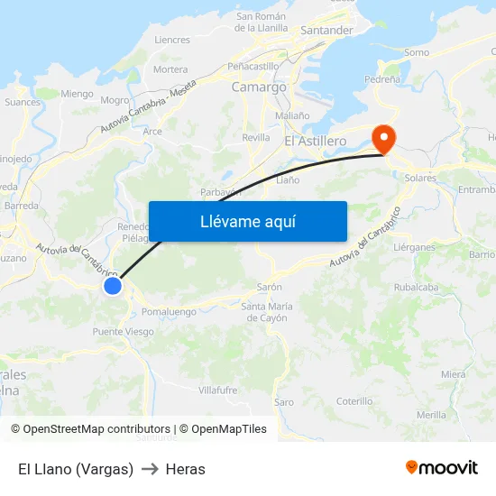 El Llano (Vargas) to Heras map