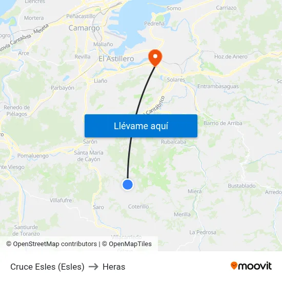 Cruce Esles (Esles) to Heras map