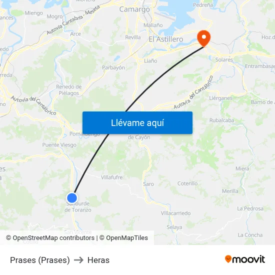 Prases (Prases) to Heras map