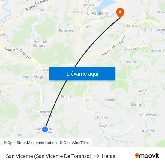 San Vicente (San Vicente De Toranzo) to Heras map