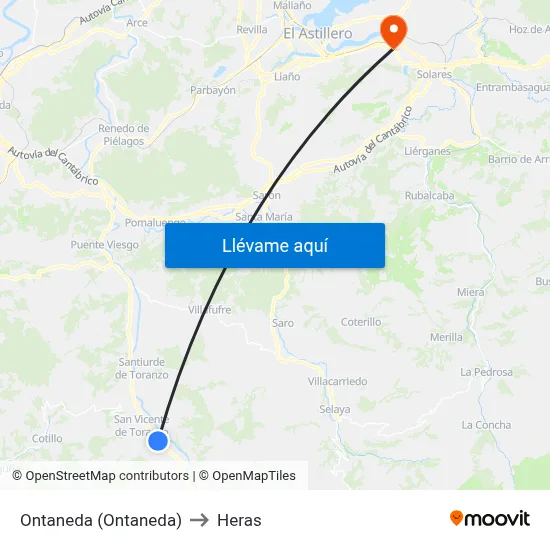 Ontaneda (Ontaneda) to Heras map