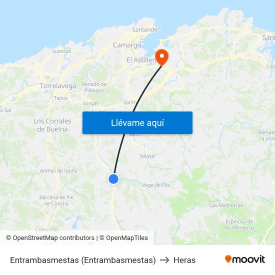 Entrambasmestas (Entrambasmestas) to Heras map