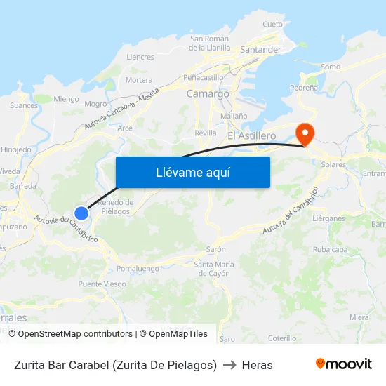 Zurita Bar Carabel (Zurita De Pielagos) to Heras map