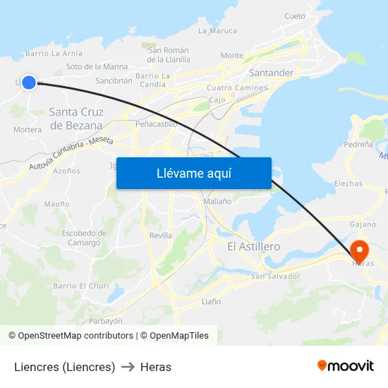 Liencres (Liencres) to Heras map