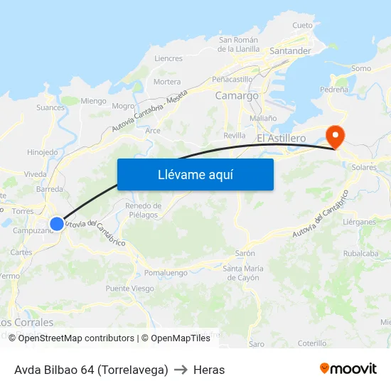 Avda Bilbao 64 (Torrelavega) to Heras map