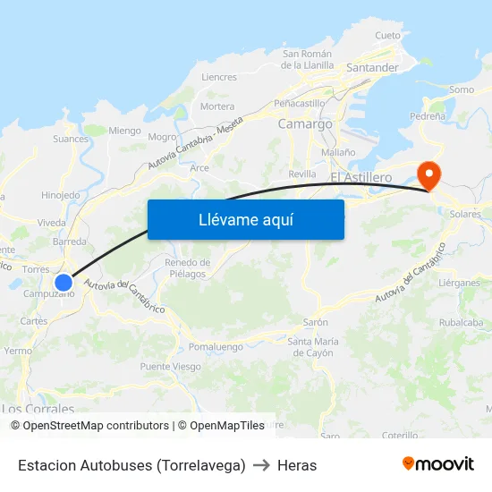 Estacion Autobuses (Torrelavega) to Heras map