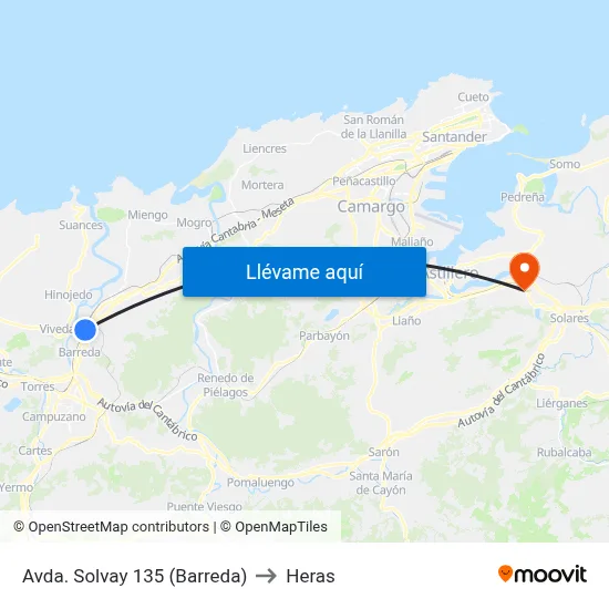 Avda. Solvay 135 (Barreda) to Heras map