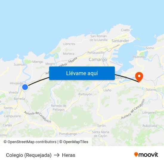 Colegio (Requejada) to Heras map